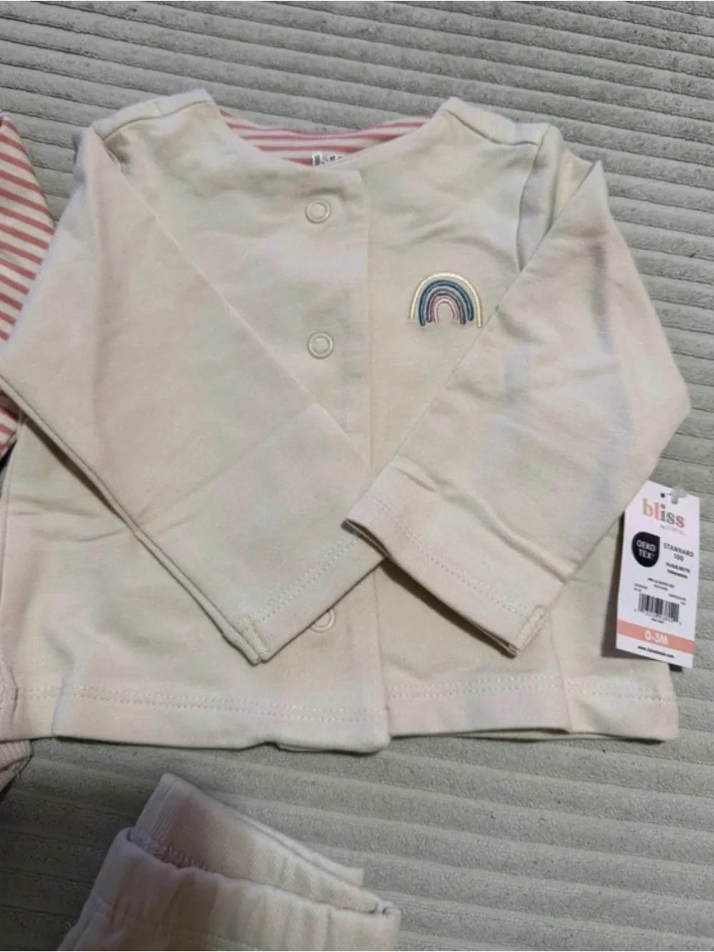 Bliss Pink Striped Bodysuit with Cream Top & Pants